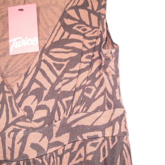 Michael Kors Brown Leaf Patterned Swing Midi Dress Size XS - Picture 2 of 5